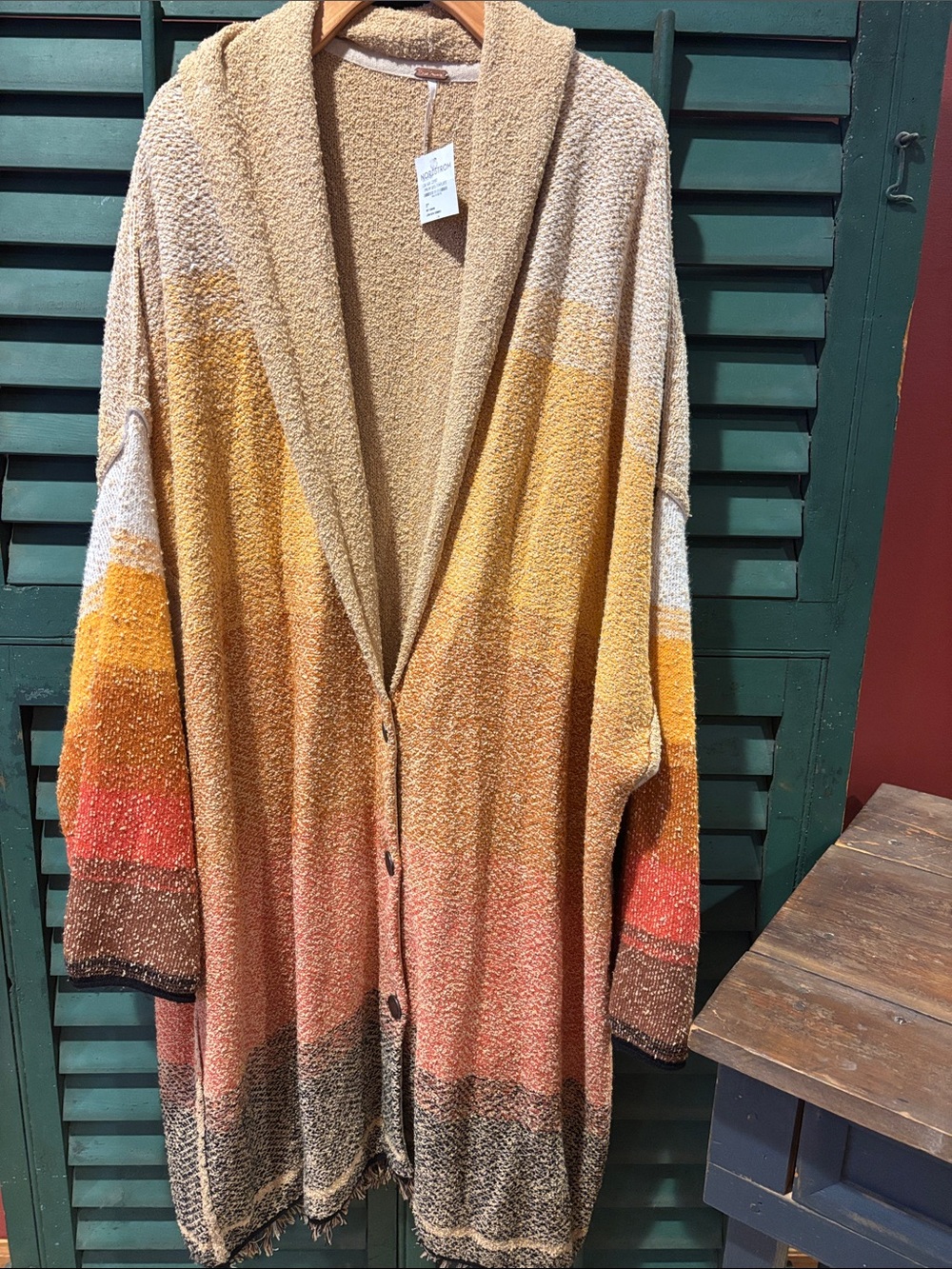 Free people RARE! low sun Cozy Ombre Open-Front Cardigan Sweater - Multi-Color